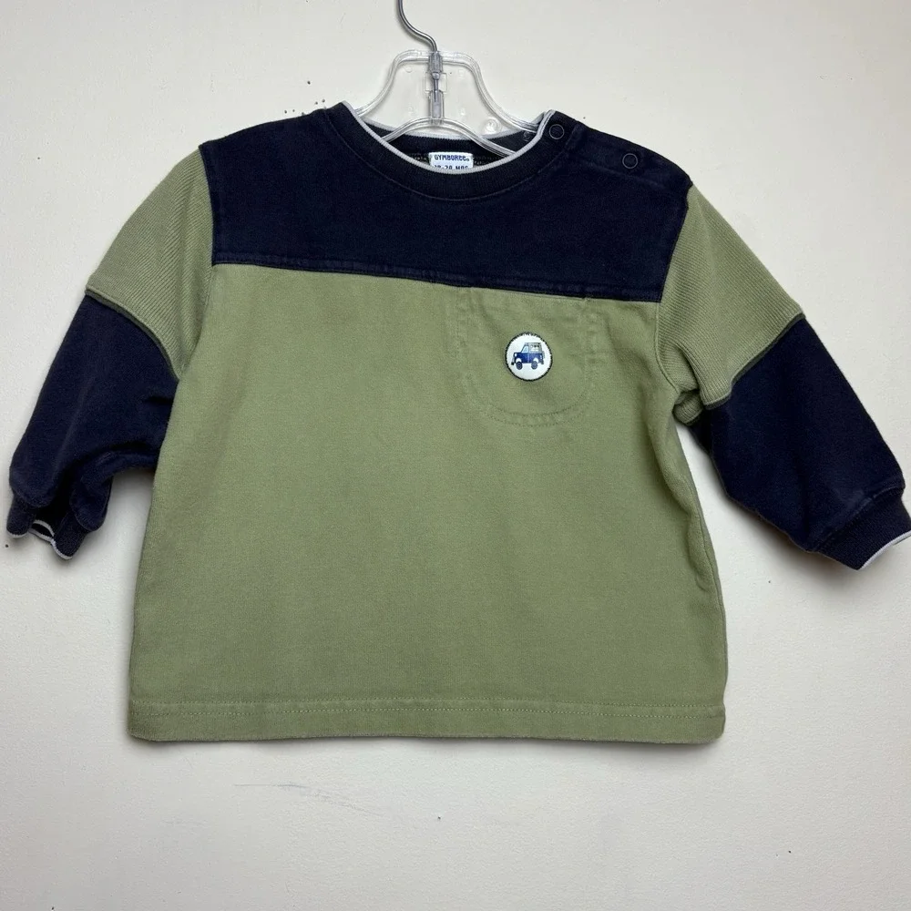 Vtg Gymboree Jeep Y2K 2001  Green Blue Long Sleeve Shirt Sz 18-24 M